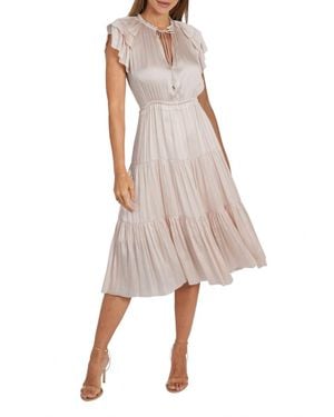 Love Token Pamela Ruffle Trim Midi Dress - Natural