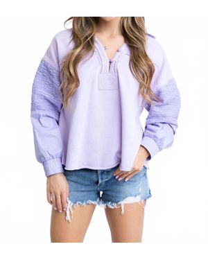 Karlie Solid V-Neck Knit Novelty Sweatshirt - Purple