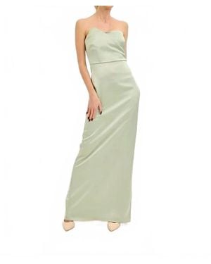 Lena® Strapless Asymmetrical Satin Maxi Dress - Green