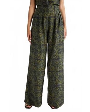 Ulla Johnson Charlie Silk High Waist Wide Leg Pant - Green