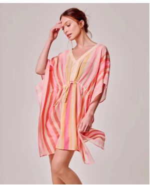 Echo Cabana Stripe Caftan Mini Dress - Red
