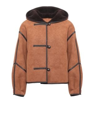 Stand Studio Cropped Jacket With Hood And Internal Shearling - Brown