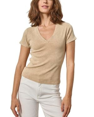 Lilla P Sunwashed Cap Sleeve V-Neck T-Shirt - White