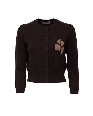 Isabel Marant Newton Logo Cotton Slim Cardigan - Black