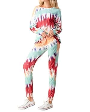 Blumin Ink Art Tie Dye Jogger Set - Red