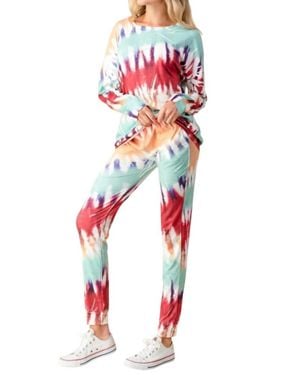 Blumin Ink Art Tie Dye Jogger Set - Red