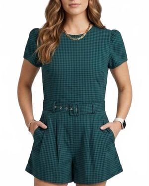 Olivaceous Sadie Gingham Romper - Blue