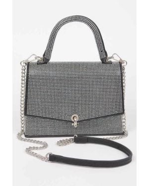 Fashnzfab Sparkling Rhinestone Evening Clutch - Gray