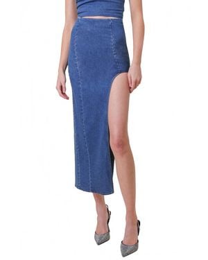 Line & Dot Joey Denim Maxi Skirt With Cutout Detail - Blue