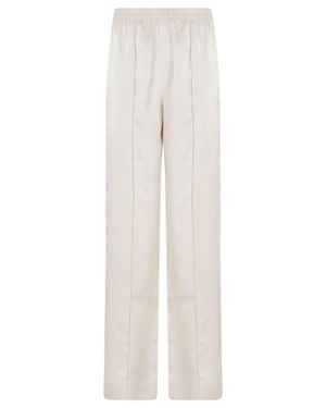 Loulou de Saison Ivory Lars Cut-Out Insert Elastic-Waistband Silk Pants - White