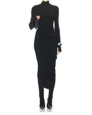 Norma Kamali Long Sleeve Turtleneck Strapless Diana Gown - Black