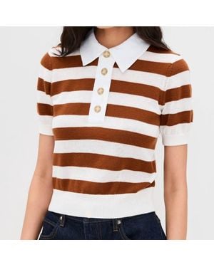 FRAME The Bold Stripe Polo Shirt - Brown