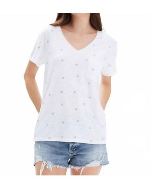 Chrldr Stars V Neck Top - White