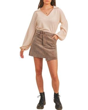 Sadie & Sage Criss-Cross Asymmetrical Corduroy Skirt - Natural