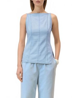 Closed Cotton Strap Top - Blue
