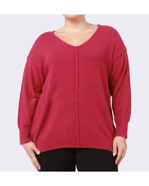 Dex Bright Ultra Soft V-Neck Sweater - Red