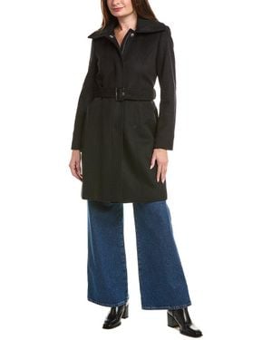 Sam Edelman Asymmetrical Wool-Blend Trench Coat - Blue