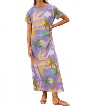 Oliphant Short Sleeve Shift Maxi Dress - Multicolor