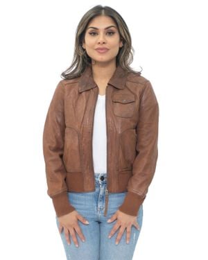 Infinity Leather Leather Ma-1 Varsity Jacket-Ann Arbor - Multicolor