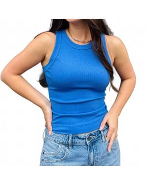 Michael Stars Gina Wide Binding Crop Top - Blue