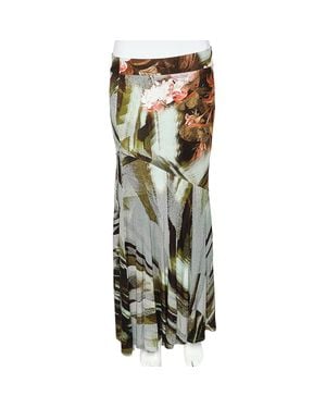 Roberto Cavalli Cavalli Class Printed Jersey Paneled Midi Skirt - Green