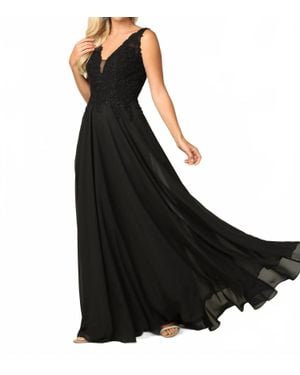 EVA Long Sleeveless Formal Evening Elegant Dress - Black