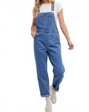 Bluivy Denim Straight Leg Overalls - Blue