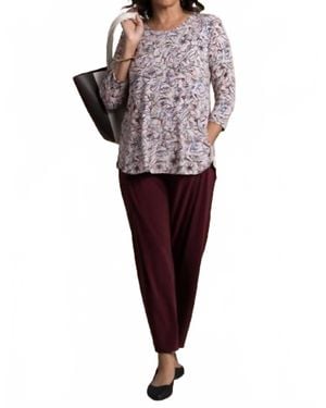 Sympli Go To Classic Relax 3/4 Sleeve Print T-Shirt - Red