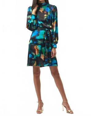 Joseph Ribkoff Satin Abstract Dress - Blue