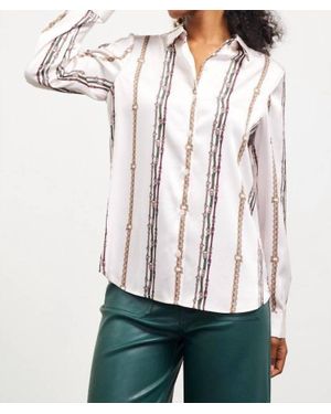 Skies Are Blue Print Long Sleeves Top - White