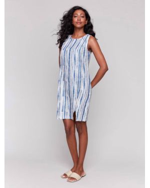 Charlie b Printed Linen Blend Mini Dress - Blue