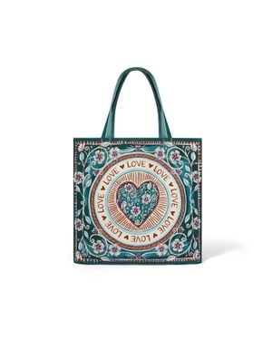 Brighton Bella Tile Love Canvas Tote Bag - Blue