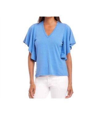 Karen Kane Flutter Sleeve Tee - Blue