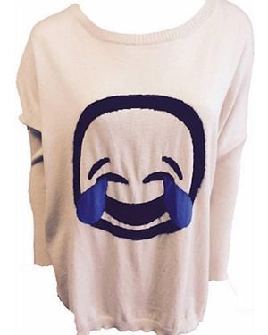 Angel Cryin Laughter Emoji Top - Blue