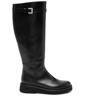 ショートブーツ・ブーティ DOUCAL'S Woman Flat ankle boots Black DD8743PHILUF201 NN00 本革 ショートブーツ レディース サイドゴアブーツ ローヒール