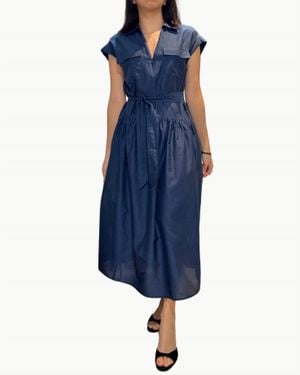 Go> By Go Silk Go Zipline Midi Dress - Blue