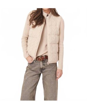 Repeat Cashmere Reversible Sleeveless Cable Knit Down Vest - Natural