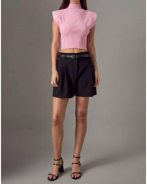 Endless Rose Lilie Cap Sleeve Crop Top - Pink