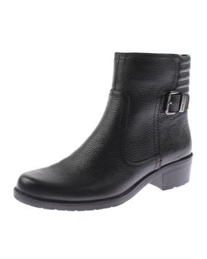 Anne Klein Lanette Solid Round Toe Motorcycle Boots - Black