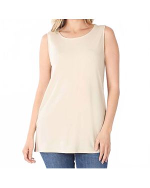 Zenana Ity Sleeveless Side Slit Top - White