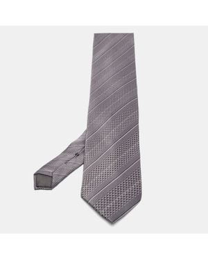 Lanvin Printed Satin Silk Tie - Gray
