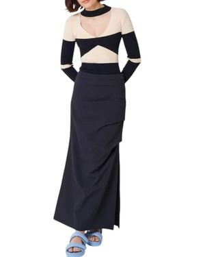 Find Me Now Orion Ruched Midi Skirt - Blue