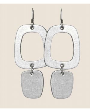 Nickel & Suede Vintage Maras Earrings - Natural