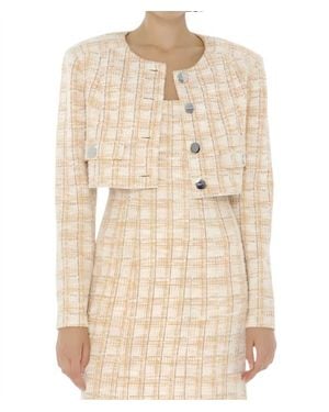 Toccin Lainey Cropped Tweed Jacket - Natural