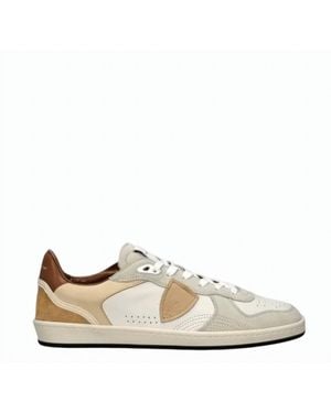 Philippe Model Pgal Leather Suede Sneakers - Natural