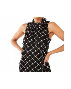 Abbey Glass Rory Sequin Lattice Lace Top - Black