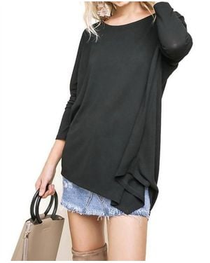 Umgee Asymmetric Long Sleeve Top - Black