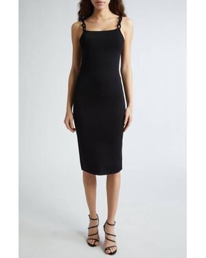 Alice + Olivia Alina Braid Strap Bodycon Midi Dress - Black
