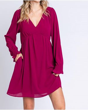 Kori Long Sleeve Chiffon Dress - Pink