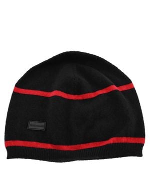 Ferragamo Ferragamo Striped Cashmere-Blend Beanie - Black